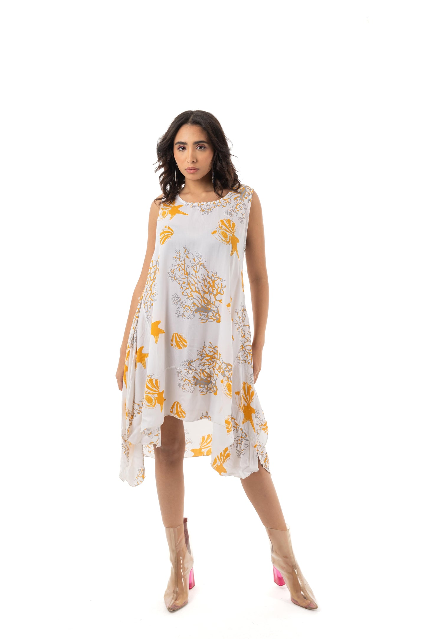 Ocean Print Sleeveless Dress