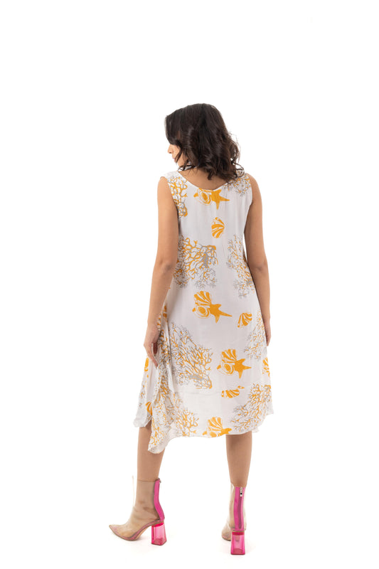 Ocean Print Sleeveless Dress