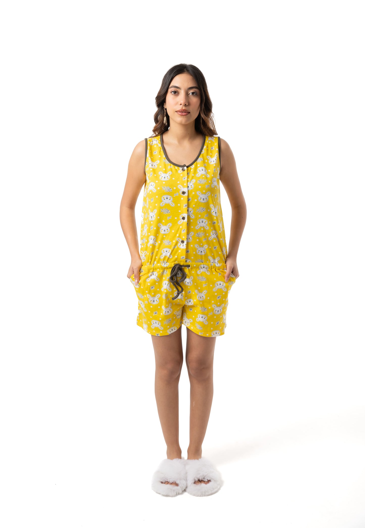 Yellow Pattern Pajama Set