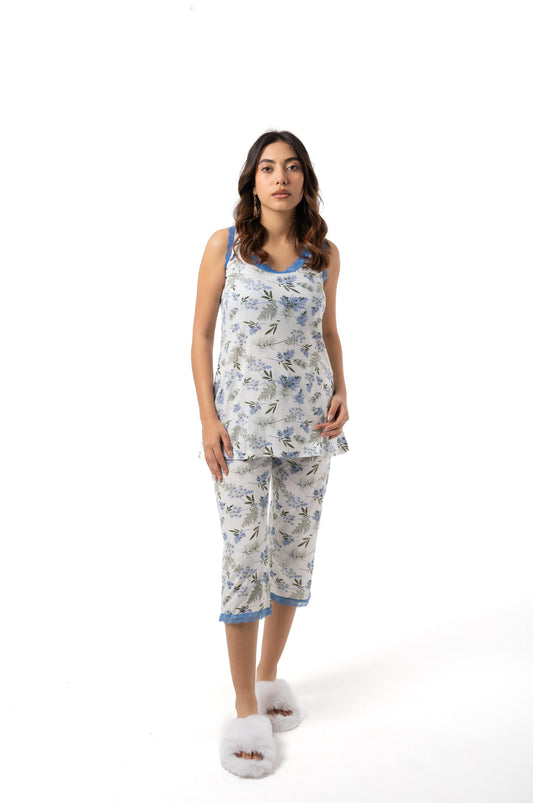 Blue & White Pajama Set